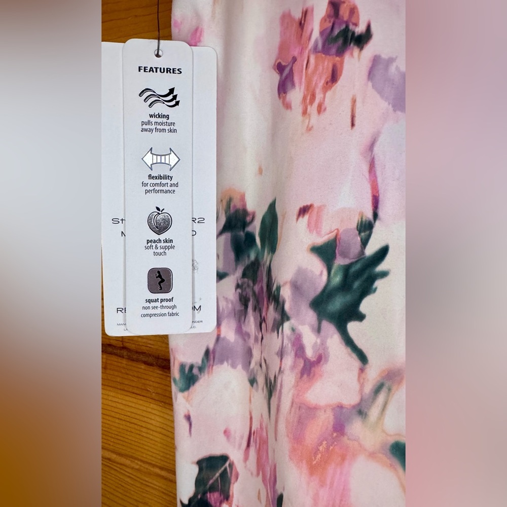 RBX High Waisted Full Length Leggings - Pink and Purple Abstract - Picture 3 of 6